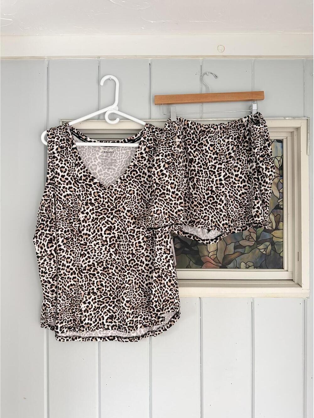 JOYSPUN Women's Leopard pajama set 2x